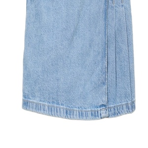 Jupe courte en jean de coton double épaisseur pour filles, coupe droite, taille élastique, avec panneau plissé latéral effet jupe - Décontractée, été - Product Image 2