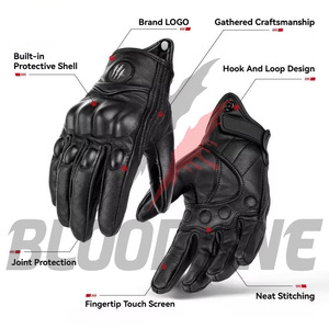 Bloodline Sporty Black Leather Cycling <b>Gloves</b> Wrist Length Breathable Unlined for Sports Four Seasons - Product Image 3