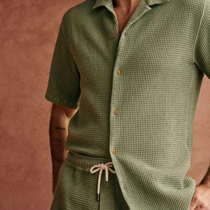 2026 Wholesale Custom logo High Quality <b>Waffle</b> Polo <b>Shirt</b> and Shorts Casual Summer Set for Men - Product Image 4