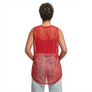 Débardeur transparent en maille surdimensionné pour femme – Vêtement personnalisé en gros – Haut transparent à col en V pour femme - Product Image 2