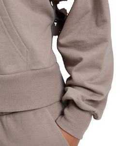 Sudaderas con capucha de gran tamaño para mujer con estampado de logotipo personalizado, capucha con cordón para Fitness, sudaderas con parte inferior de costilla de lana de algodón 100% - Product Image 4