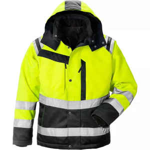 Veste de travail en polyester réfléchissant haute visibilité pour hommes avec capuche et bandes de sécurité - Product Image 3