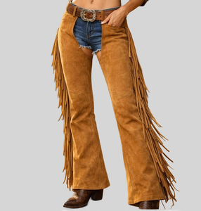"Premium Western Leather <b>Chaps</b> Cowboy Riding Gear Durable & Comfortable Adjustable Fit Handmade for Horse Riding & Rodeo - Product Image 1