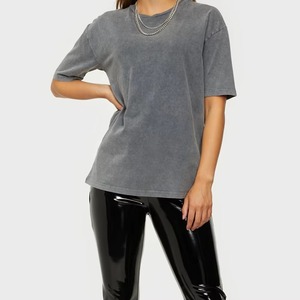 Camisetas de mujer con lavado ácido, antibacterianas, de buena calidad, fabricadas en fábrica, material suave, top moderno, camiseta de mujer con lavado ácido. - Product Image 1