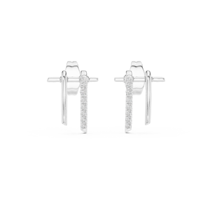 Juego de pendientes ECLIPS LINE SPARK con diamantes cultivados en laboratorio en oro blanco de 18 quilates, para compromiso, boda, fiesta, regalo de San Valentín, eventos glamurosos, uso diario. - Product Image 1