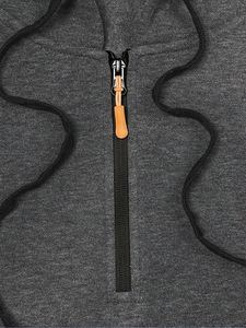 Sudadera con capucha extragrande de algodón suave y grueso con cremallera de un cuarto y bolsillo en el pecho, de calidad superior para hombre. - Product Image 5