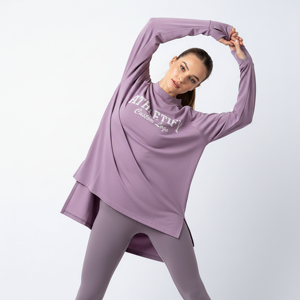 Tunique de sport modeste pour femme, coupe asymétrique, manches longues, ample, respirante, séchage rapide, grande taille, pour entraînement et gym, style musulman - Product Image 1
