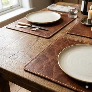 Set de table en cuir véritable longue durée, résistant et imperméable, pour l'industrie hôtelière de luxe LPM-0021 - Product Image 5