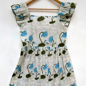 Nueva llegada verano Blues Lotus Flowery impreso Mini Maxi vestido escote cuadrado con espalda Smocked Mini Maxi para mujeres - Product Image 1
