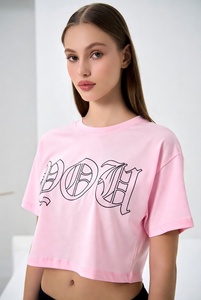 Camisetas Cortas de Algodón 100% Orgánico para Mujer, Venta al Por Mayor 2026, Apliques de Verano, Transpirables, Ecológicas, Personalizables, Cuello Redondo - Product Image 2