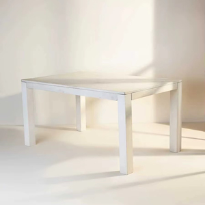 Modern Minimalist White <b>Dining</b> <b>Table</b> - Clean Lines Solid Wood Scandinavian Furniture for Home & Cafe | Pindel Handicraft - Product Image 1