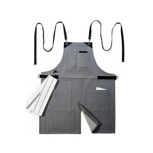 Tablier de barman professionnel avec poches, logo personnalisé, sangle en cuir réglable, uniforme léger en toile de luxe - Product Image 2
