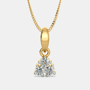 Collar con Colgante de Tres Diamantes Cultivados en Laboratorio en Oro Amarillo - Product Image 1