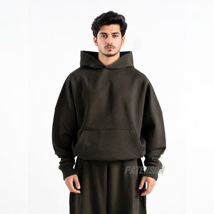 Vente en gros de sweat-shirts à capuche en molleton lourd 400 GSM, coupe ample, épaules tombantes, pour les marques contemporaines - Product Image 1