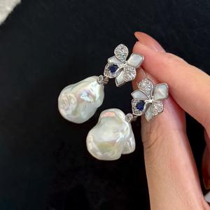 Pendientes Colgantes de Perlas de Agua Dulce Blancas, Elegantes y Naturales, de Alta Calidad, para Mujer, Accesorios Atmosféricos - Product Image 3