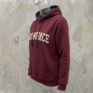 เสื้อฮู้ดผู้ชายสีแดงเลือดหมู Snowgrace ผ้าฟลีซคอตตอนลำลองสำหรับฤดูหนาว มีโลโก้ด้านหน้า ดีไซน์กระเป๋าเสื้อ ทรงปกติ - Product Image 3