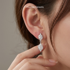 18K Gold Plated Marquise Cut <b>Moissanite</b> Drop <b>Earrings</b> Double Stone Dangle Ear Jewelry for Women Wedding Gift - Product Image 3
