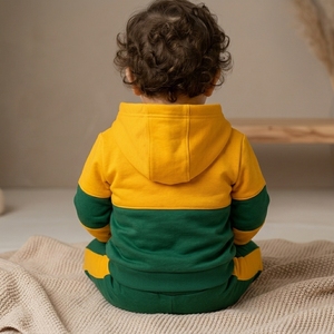 Ensemble de survêtement 2 pièces pour garçons, grande taille, en molleton jaune, comprenant un sweat à capuche et un pantalon de jogging, effet délavé - Product Image 6