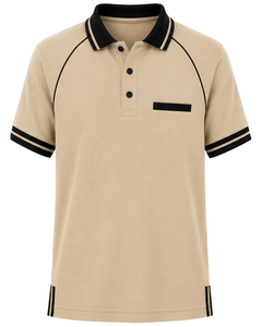 Camiseta Polo Personalizada para Hombre en Beige y Negro, Ropa Deportiva Informal, Transpirable, de Manga Corta, Mezcla de Algodón, para Golf - Product Image 1