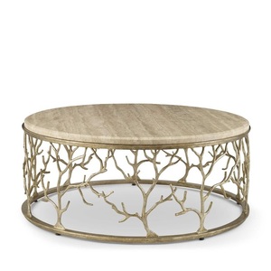 Meubles de salon de style moderne, table d'appoint en métal moderne avec pieds en métal argenté ronds - Product Image 2