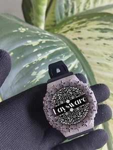 Montre de luxe pour femme, sertie de moissanite VVS, cadran rose, bracelet en caoutchouc noir, analogique-numérique, style hip-hop - Product Image 2