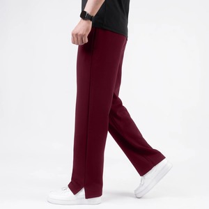 Pantalon décontracté pour homme, coupe droite, couleur marron, avec poches latérales, taille élastique, mélange de coton et de spandex tricoté, respirant, pour l'automne - Product Image 2