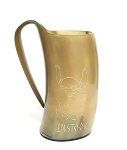 Chope à bière en corne de bœuf naturelle de qualité supérieure, faite à la main, article cadeau unique et décoratif - Product Image 6