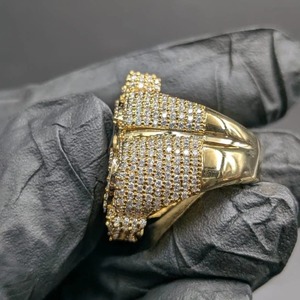 Dollar Sign Moissanite Hip Hop <b>Ring</b> in 925 <b>Silver</b>, Yellow Gold Plated Money Statement Rapper Bling Jewelry <b>Ring</b> <b>for</b> <b>Men</b> - Product Image 2