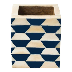 Soporte para Bolígrafos de Alta Calidad con Incrustaciones de Hueso en Mosaico, Forma Ovalada, para Escritorio - Product Image 5