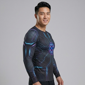 Men Sublimation Rash Guard Breathable Eco-Friendly Quick Dry UPF 50 Sun Protection Men Rash Guard <b>Surf</b> Compression Clothing - Product Image 3