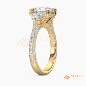 Bague en or à trois pierres rondes pour femme, style de fiançailles de luxe, bijoux étincelants, cadeau design - Product Image 6