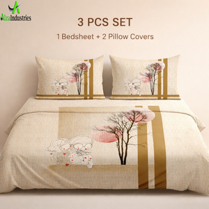 Juego de Sábanas Shahi Gharana Beige Marrón con Estampado Digital, Tamaño King, 3 Piezas, Algodón Puro, Diseño de Diseñador, con Funda de Almohada - Product Image 3