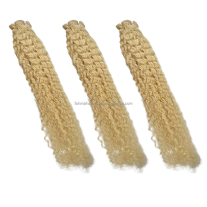 Extensions de cheveux humains indiens vierges Remy de qualité supérieure 100 %, texture bouclée crépue, double trame, en vrac # 613 couleurs, toutes les couleurs - Product Image 1