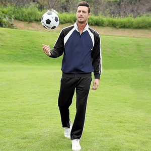 "MEN'S 2-PIECE <b>TRACKSUIT</b> COLOR BLOCK BLUE & BLACK FULL ZIP JACKET AND MATCHING TRACK PANTS WITH <b>WHITE</b> DOUBLE STRIPES" - Product Image 6