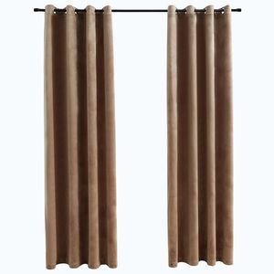 Beige 54 "x 63" tende oscuranti velluto con anelli Set 2 pezzi - Product Image 2