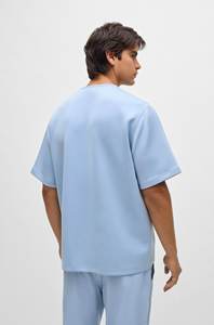 Camiseta de manga corta para hombre, azul claro, azul bebé, lisa, sencilla, holgada, de corte oversized, cuello redondo, básica. - Product Image 2