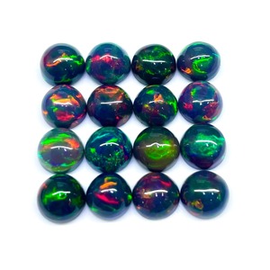 Opale noire éthiopienne naturelle, cabochon rond de 6 mm, opale noire chatoyante, pierres précieuses en vrac, prix de gros pour la fabrication de bijoux - Product Image 6