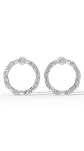Elegant Hoop Diamond <b>Earrings</b> Baguette Cut Stones Synthetic Lab Grown IGI Certified 10K Rose Gold Luxury <b>Fine</b> Jewelry Wholesale - Product Image 5