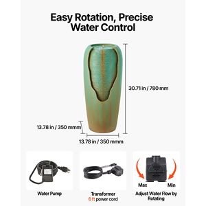 Fuente de Agua en Cascada de Estilo Jarra Esmaltada para Exteriores, de 30.71 Pulgadas de Altura, de 1 Nivel, con Luz LED - Product Image 3