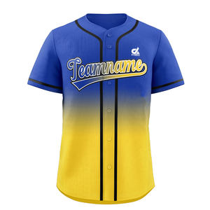 เสื้อเบสบอลไล่เฉดสีม่วงเขียวแบบกำหนดเองสำหรับผู้ชาย เสื้อทีมแบบติดกระดุม ระบายอากาศได้ดี ผลิตจากโพลีเอสเตอร์ พร้อมปักชื่อส่วนตัว - Product Image 6