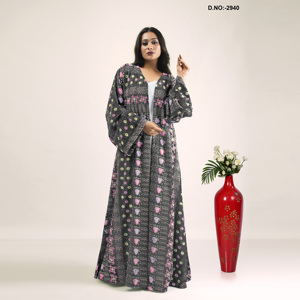 Robe longue vintage en georgette brodée pour femme, style indien, idéale pour les fêtes, en tissu léger et respirant - Product Image 2