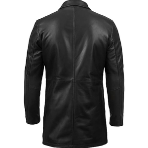 <b>Men's</b> Genuine Leather <b>Long</b> Trench <b>Coat</b> Notched Lapel Single Breasted Regular Sleeve <b>men's</b> <b>coats</b> Selling online in bulk - Product Image 3