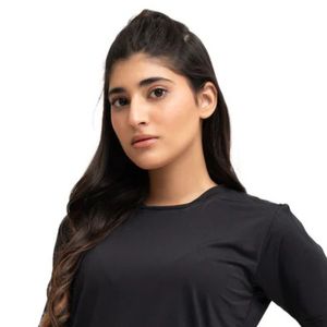 Camiseta negra de manga corta con cuello redondo para mujer, camiseta básica holgada y ligera para el día a día, ropa de moda informal para mujer - Product Image 2