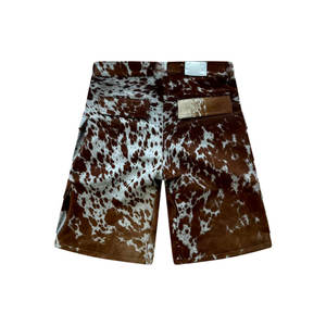 Pantalones Cortos de Cuero Vacuno con Pelo para Hombre, Estilo Vaquero Occidental, Moda Urbana de Lujo, Pantalones Cortos de Cuero Genuino - Product Image 2