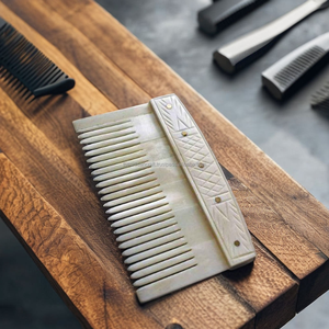 Peigne à cheveux Viking Animal fait à la main fleur sculpture Agate os de buffle naturel Inde pour Massage de la tête grattage Art à collectionner - Product Image 3