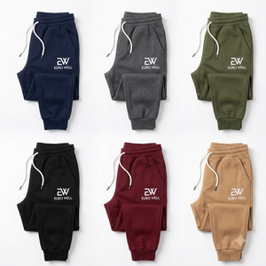Pantalon de jogging en molleton épais pour homme, coupe ajustée, streetwear, avec logo personnalisé, vente en gros, modèle vierge - Product Image 3