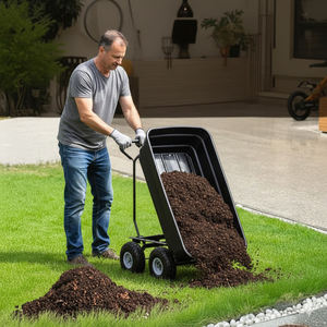 Carretilla de Jardín de Metal, Plástico y Goma de Alta Resistencia, Mecanismo de Volteo Patentado para Transportar Triturado, GARPYC000 - Product Image 6