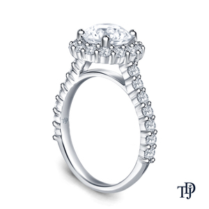 Bague de fiançailles élégante en or 10 carats, inspirée des fleurs, avec halo de diamants scintillants cultivés en laboratoire et pierres d'appoint - Product Image 2