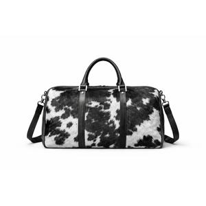 Bolsa de Viaje de Cuero Hecha a Mano con Pelo de Vaca, Bolsa de Lona de Cuero Vacuno para Fin de Semana, Equipaje de Mano Elegante y Premium LHTB-0049 - Product Image 4