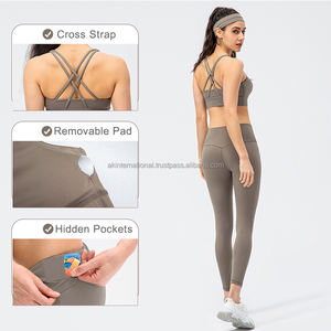 Ensemble de vêtements de sport OEM de haute qualité, soutien-gorge de sport push up, poche cachée, legging de yoga, ensemble de collants de yoga pour femmes - Product Image 3